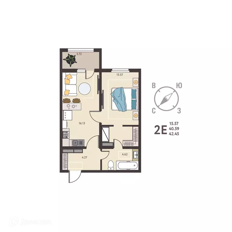 Продаётся 1-к квартира, 42.45 м - Фото 0