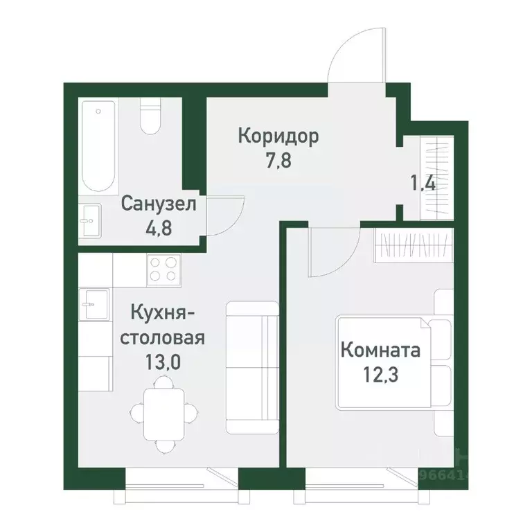 1-к кв. Челябинская область, Челябинский городской округ, пос. ... - Фото 0