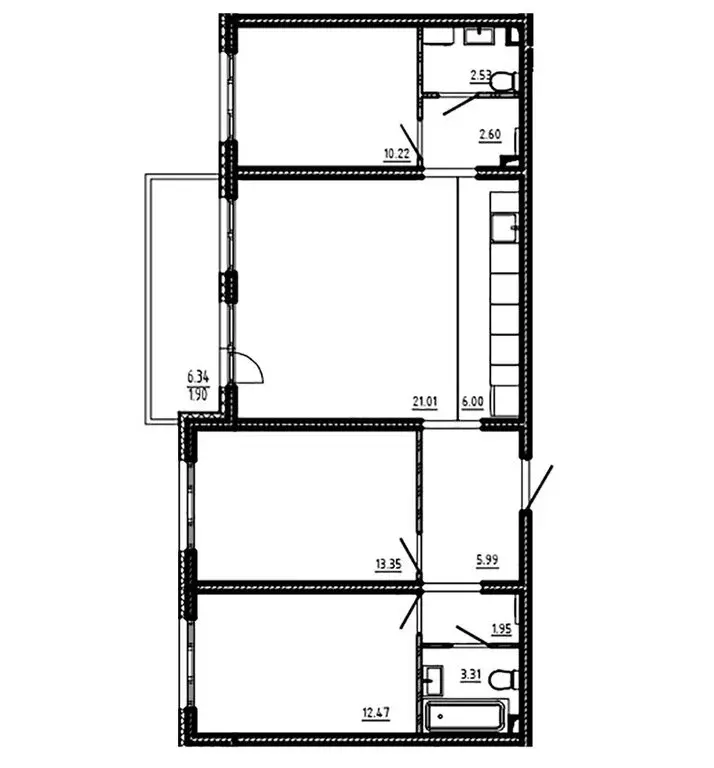 3-комнатная квартира: городской посёлок Новоселье, Большая Балтийская ... - Фото 1
