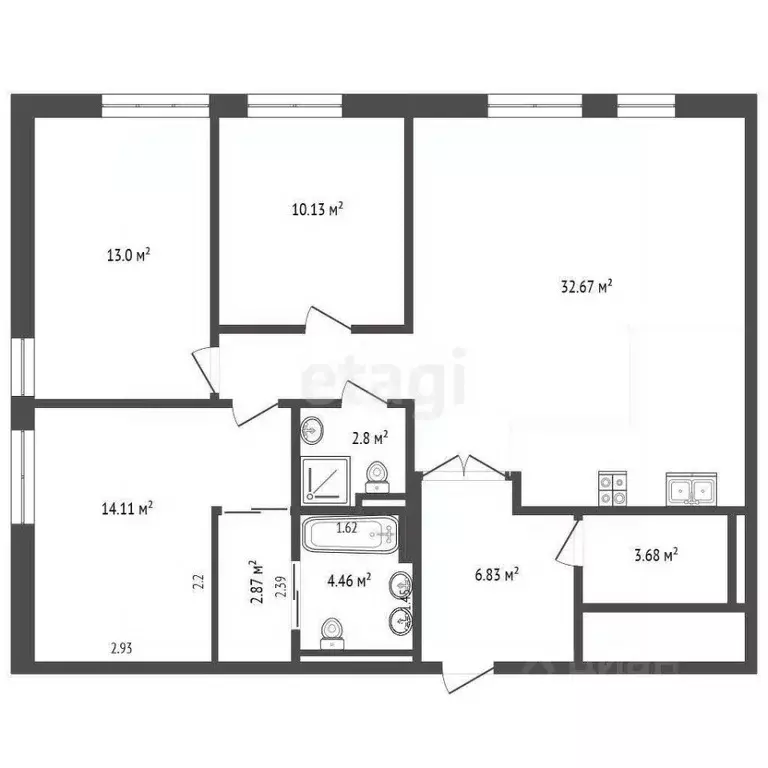 3-к кв. Крым, Симферополь ул. Воровского (95.6 м) - Фото 2