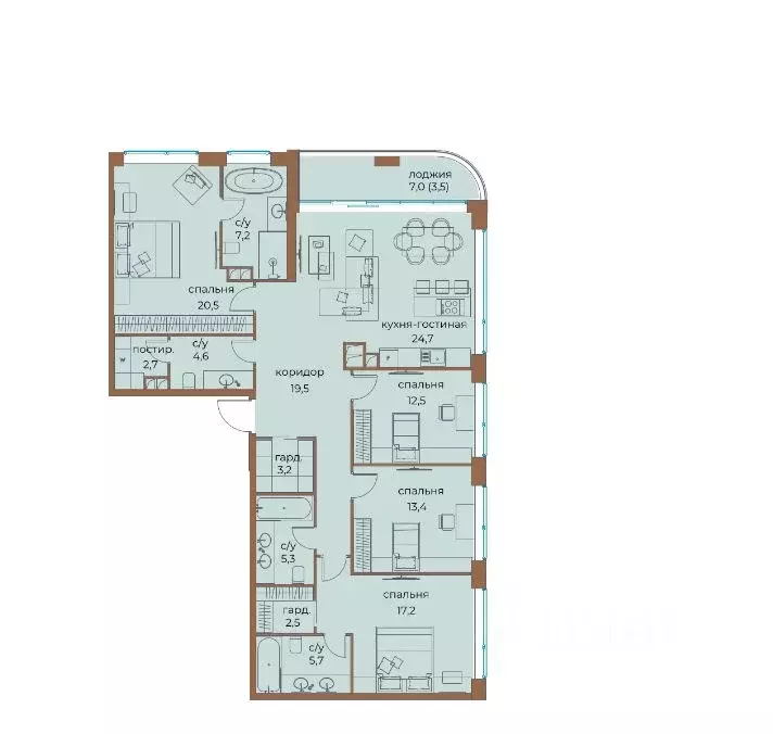 4-к кв. Москва ул. Нижние Мневники, 7 (142.5 м) - Фото 2