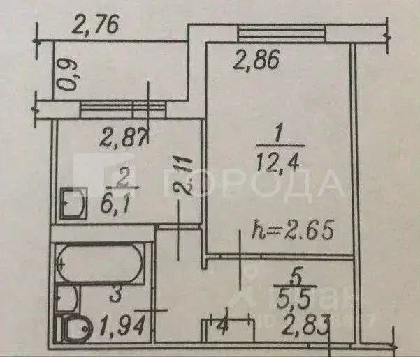 1-к кв. Кемеровская область, Новокузнецк Ноградская ул., 13 (28.6 м) - Фото 1