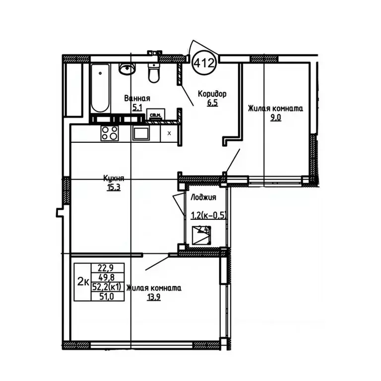 2-к кв. Калининградская область, Калининград ул. 1-я Большая окружная ... - Фото 1