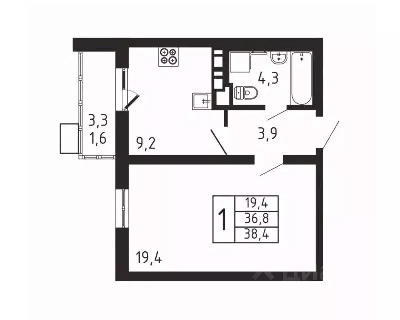 1-к кв. Московская область, Мытищи городской округ, д. Пирогово ... - Фото 1