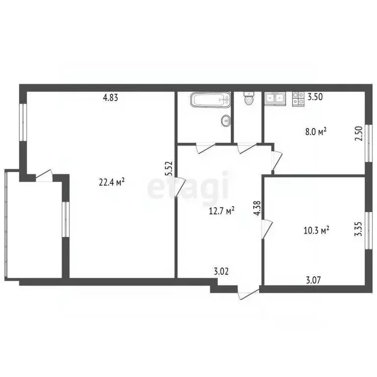 2-к кв. Ленинградская область, Тосненский район, Нурминское с/пос, д. ... - Фото 2