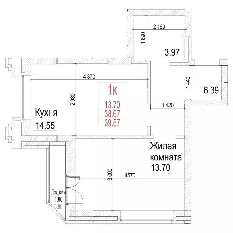 1-к кв. Новосибирская область, Новосибирск  (38.6 м) - Фото 0