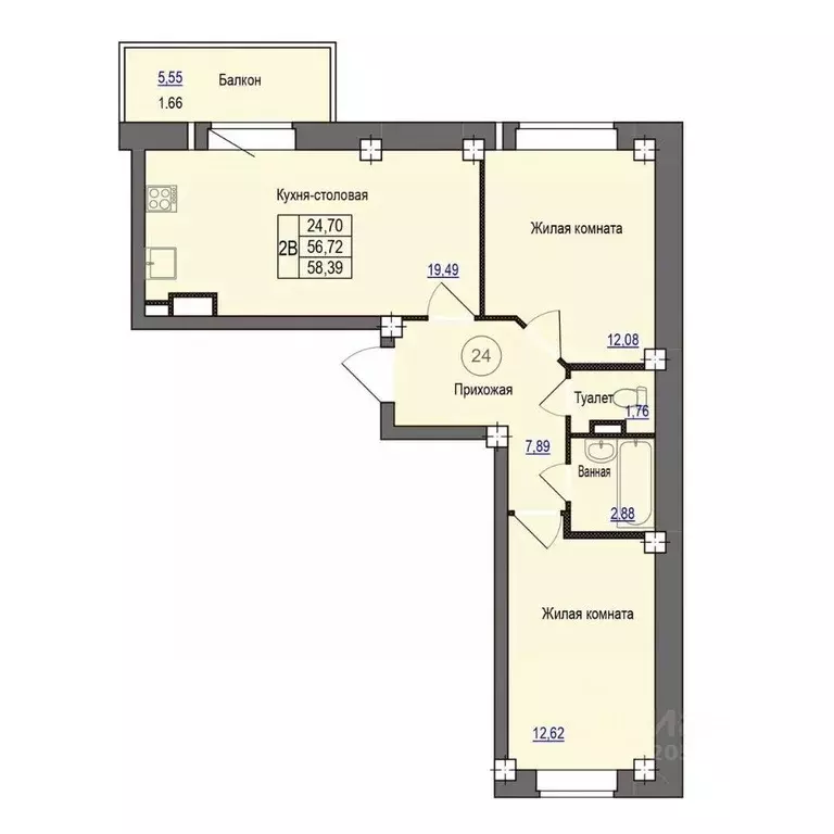 2-к кв. Псковская область, Псковский район, Завеличенская волость, д. ... - Фото 1