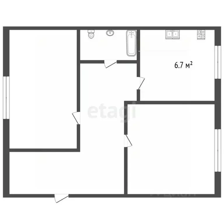 2-к кв. Крым, Евпатория ул. Интернациональная, 71 (52.4 м) - Фото 2
