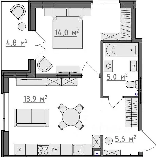 1-к кв. Владимирская область, Владимир Сновицы-Веризино мкр,  (45.9 м) - Фото 1