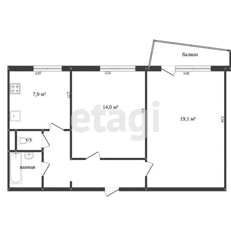 2-комнатная квартира: Вологда, улица Гагарина, 56 (52.9 м) - Фото 0
