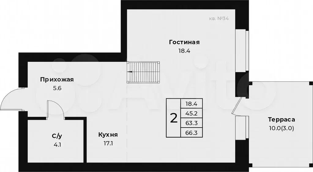 2-к. квартира, 67 м, 2/4 эт. - Фото 0