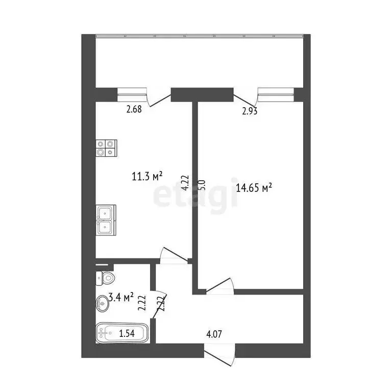 1-комнатная квартира: Челябинск, улица Профессора Благих, 65 (37 м) - Фото 1