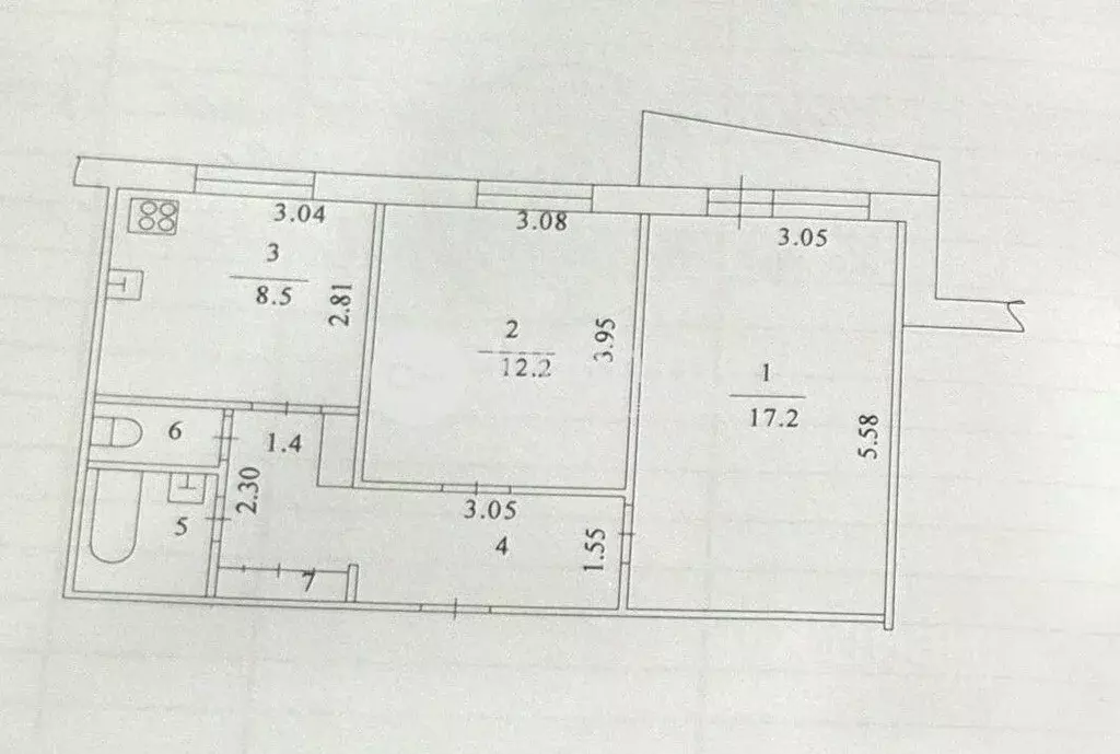 2-к кв. Татарстан, Казань ул. Мусина, 78 (50.0 м) - Фото 2
