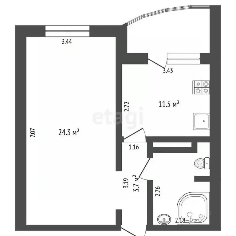 1-к кв. Тюменская область, Тюменский муниципальный округ, д. Дударева ... - Фото 2