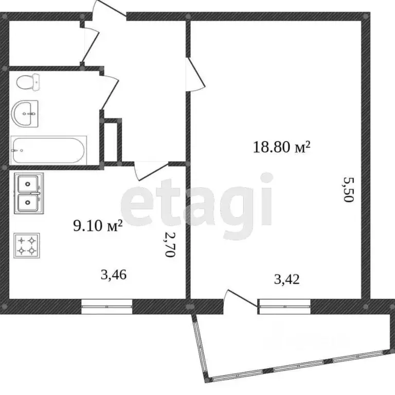1-к кв. Вологодская область, Вологда Пошехонское ш., 11 (37.5 м) - Фото 2