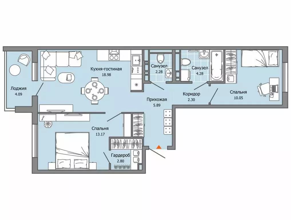 2-комнатная квартира: Ульяновск, жилой комплекс Город Новаторов, 5 (62 ... - Фото 1