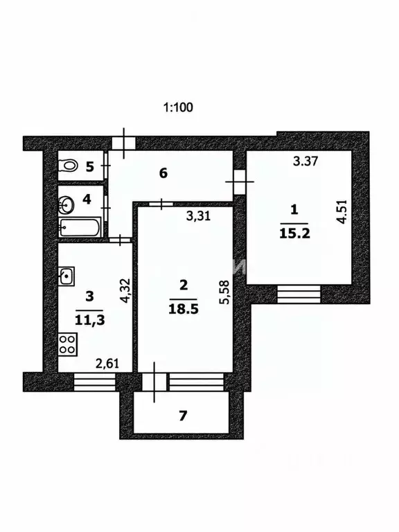 2-к кв. Белгородская область, Белгород Садовая ул., 118г (58.2 м) - Фото 2