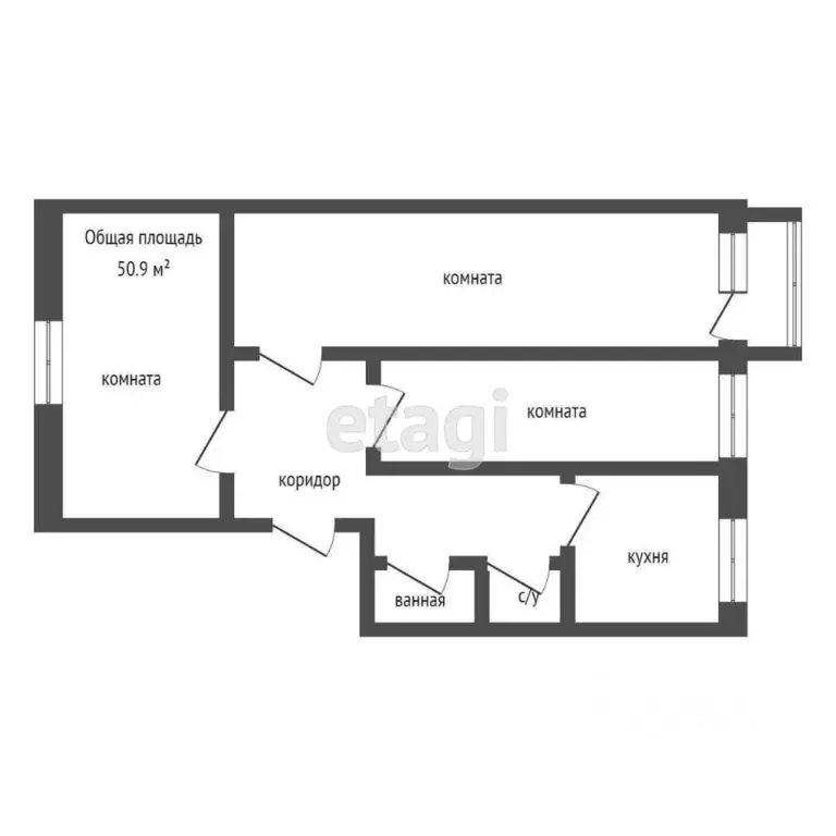 3-к кв. Алтайский край, Бийск Социалистическая ул., 27/1 (50.9 м) - Фото 1