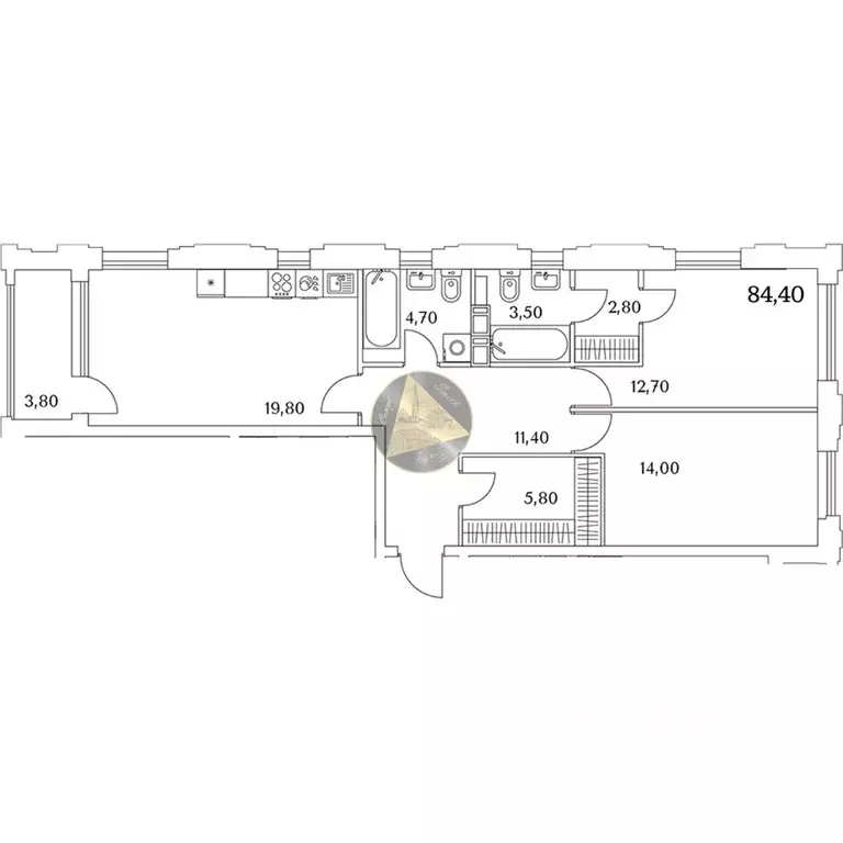 2-к кв. Санкт-Петербург Планерная ул., 99 (84.4 м) - Фото 2