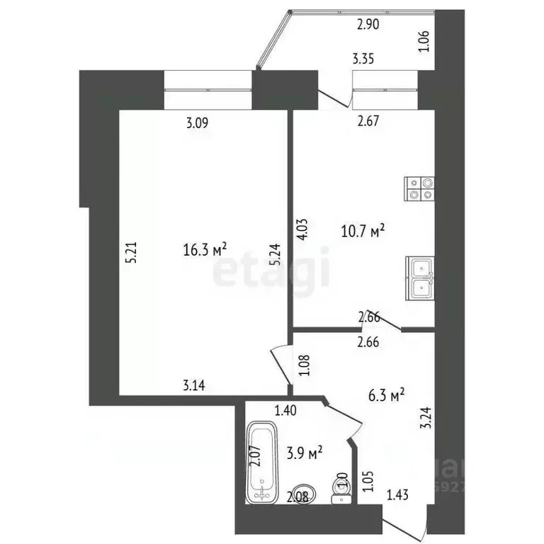 1-к кв. Тамбовская область, Тамбов Ореховая ул., 1 (37.2 м) - Фото 2