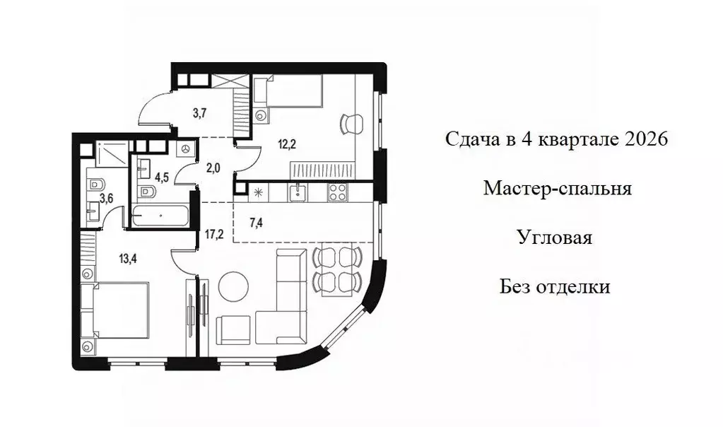 3-к кв. Москва Левел Нижегородская жилой комплекс, 1 (64.0 м) - Фото 1
