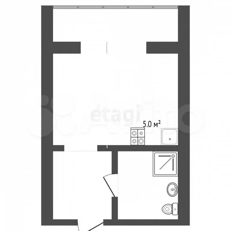 Квартира-студия, 16,8 м, 7/8 эт. - Фото 0