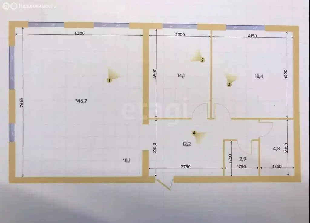 2-комнатная квартира: Тюмень, улица Республики, 204к11 (99.1 м) - Фото 1