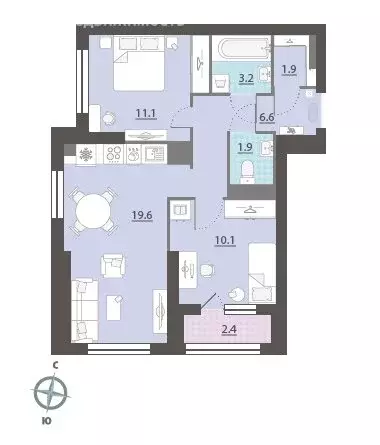 2-комнатная квартира: Екатеринбург, жилой район Центральный, жилой ... - Фото 1