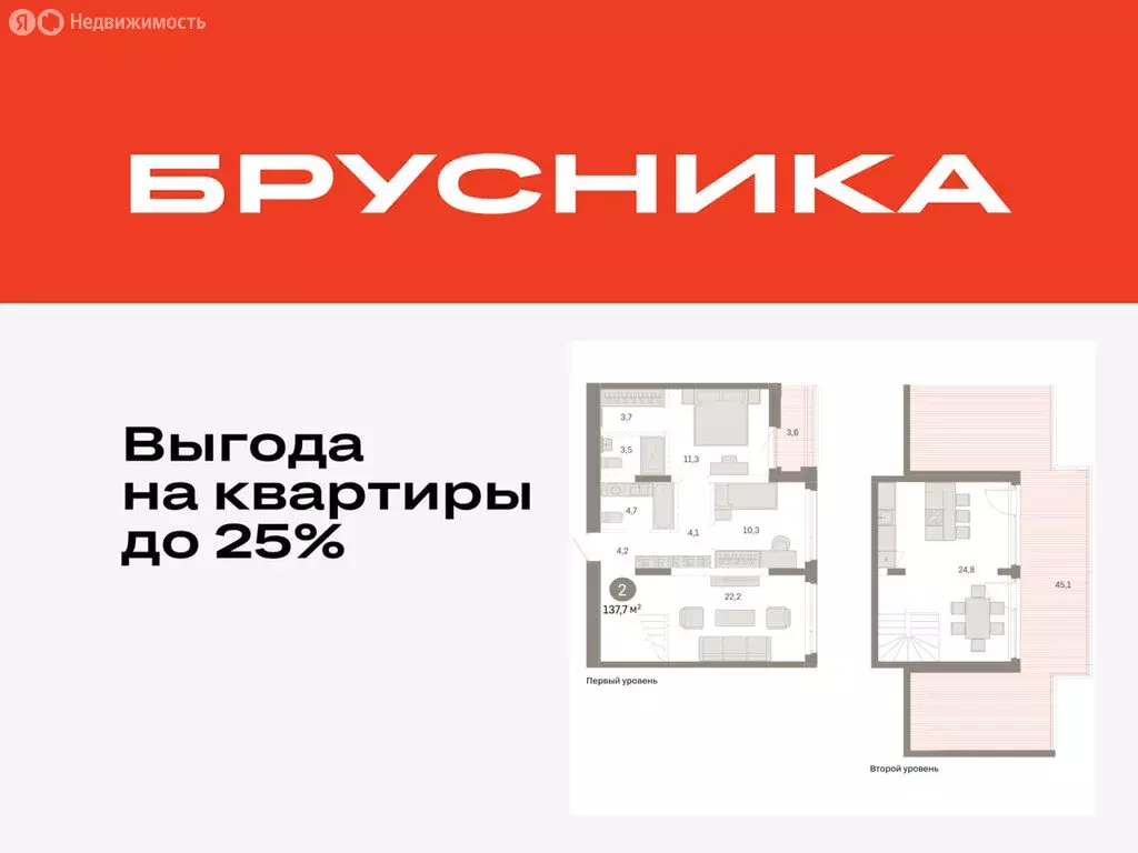 2-комнатная квартира: Тюмень, Ленинский округ (137.67 м) - Фото 0