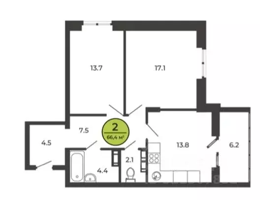 2-к кв. Брянская область, Брянский район, Свенское с/пос, пос. Свень ... - Фото 1