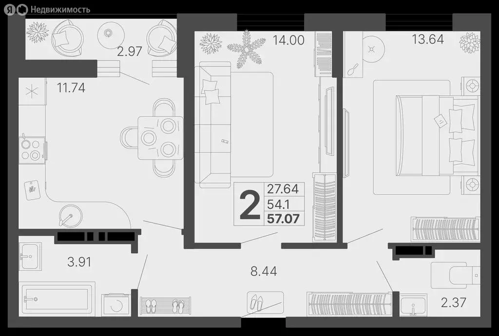 2-комнатная квартира: Сочи, Краснодонская улица, 46/1 (57 м) - Фото 0