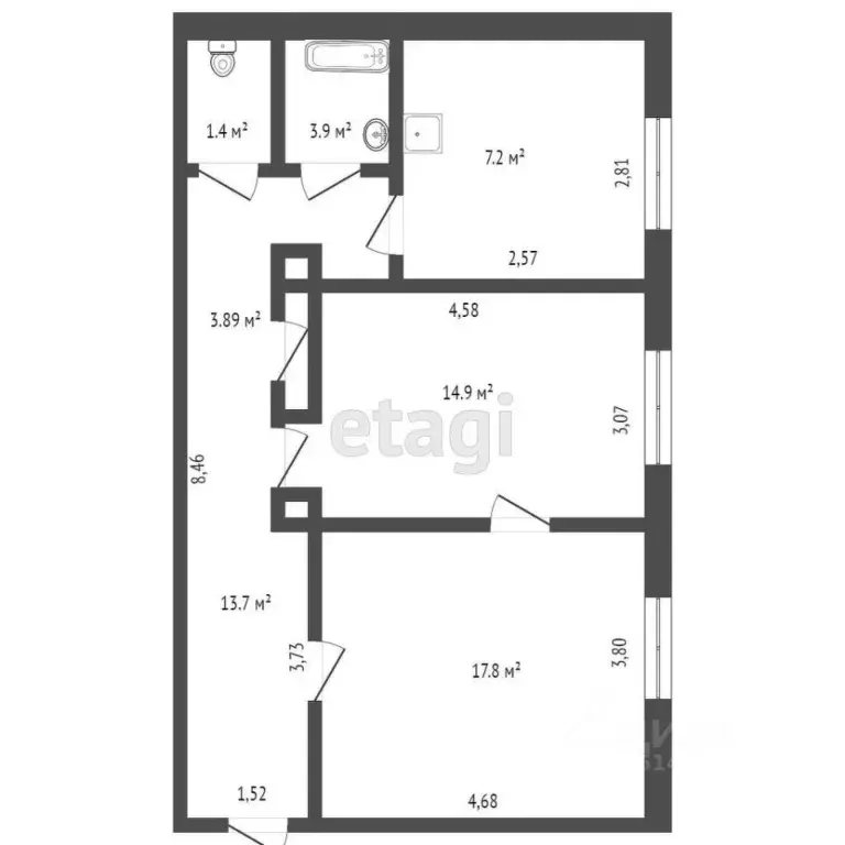 2-к кв. Кемеровская область, Юрга Ленинградская ул., 42 (57.6 м) - Фото 2