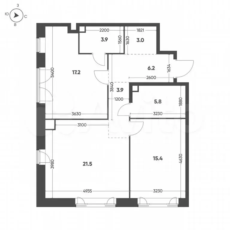 2-к. квартира, 76,9 м, 13/16 эт. - Фото 1