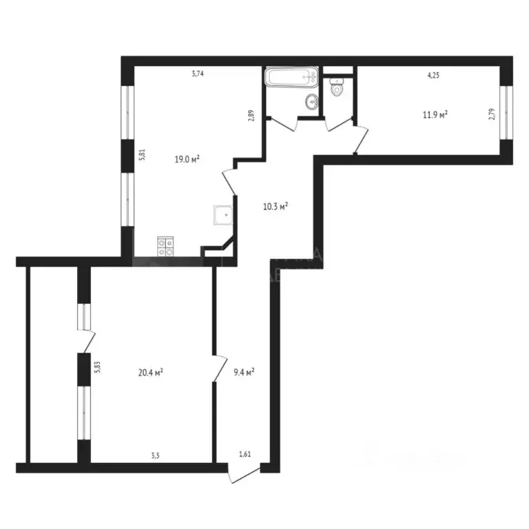 2-к кв. Тюменская область, Тюмень Широтная ул., 156/1 (74.6 м) - Фото 2