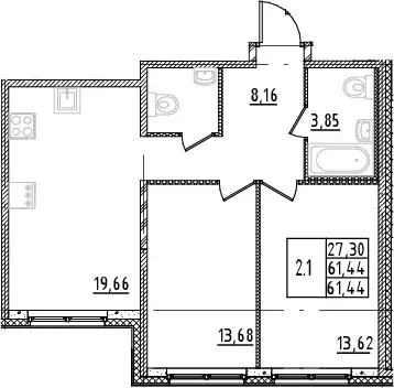 Продаётся 2-к квартира, 51 м - Фото 1