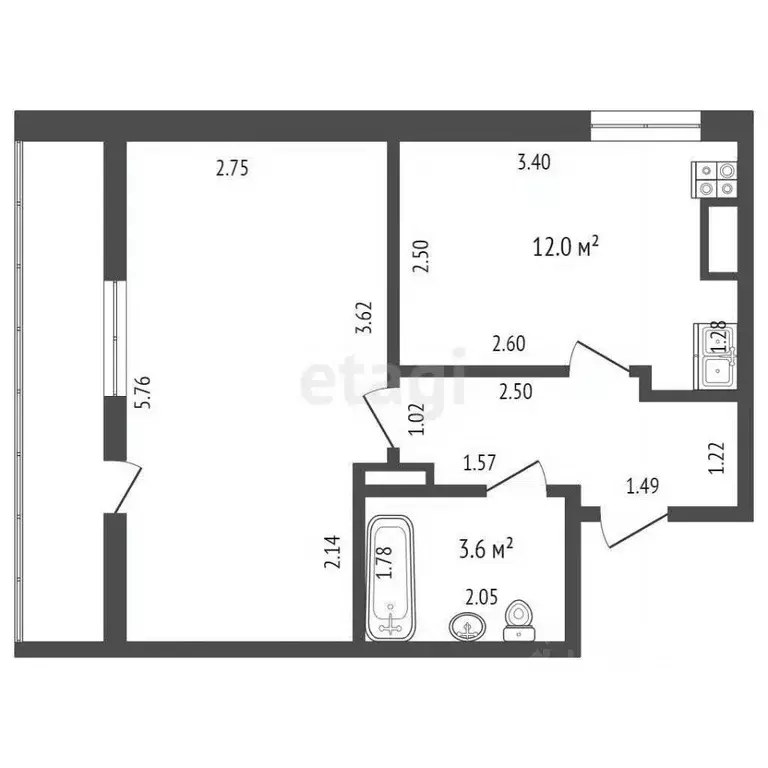 1-к кв. Севастополь ул. Колобова, 18/11 (46.1 м) - Фото 2