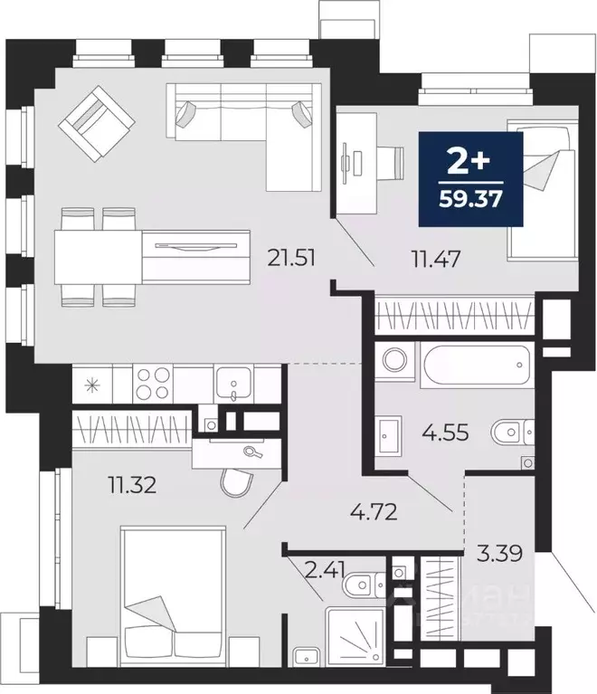2-к кв. Тюменская область, Тюмень Айвазовский Сити жилой комплекс ... - Фото 0