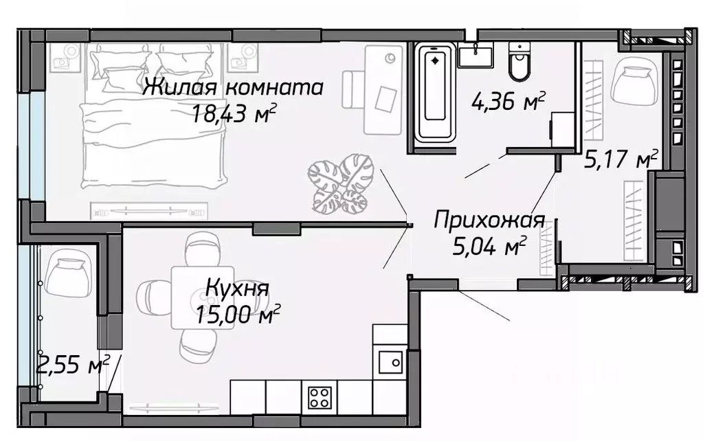 1-к кв. Марий Эл, Йошкар-Ола Два Капитана жилой комплекс (49.28 м) - Фото 1
