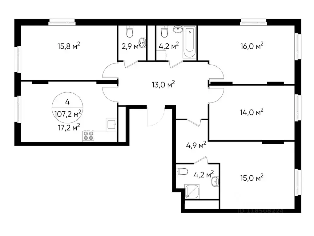 4-к кв. Москва Переделкино Ближнее мкр, 18-й кв-л,  (107.2 м) - Фото 0