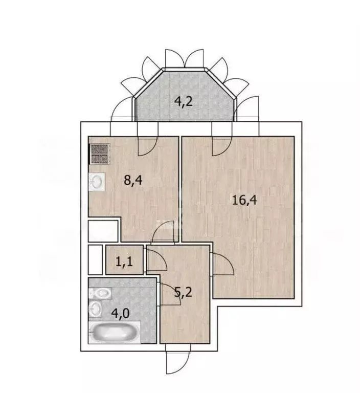 1-комнатная квартира: Уфа, Бакалинская улица, 25 (34.8 м) - Фото 0