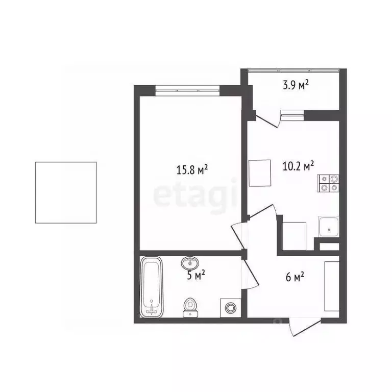 1-к кв. Тюменская область, Тюмень ул. Николая Зелинского, 23 (37.0 м) - Фото 2