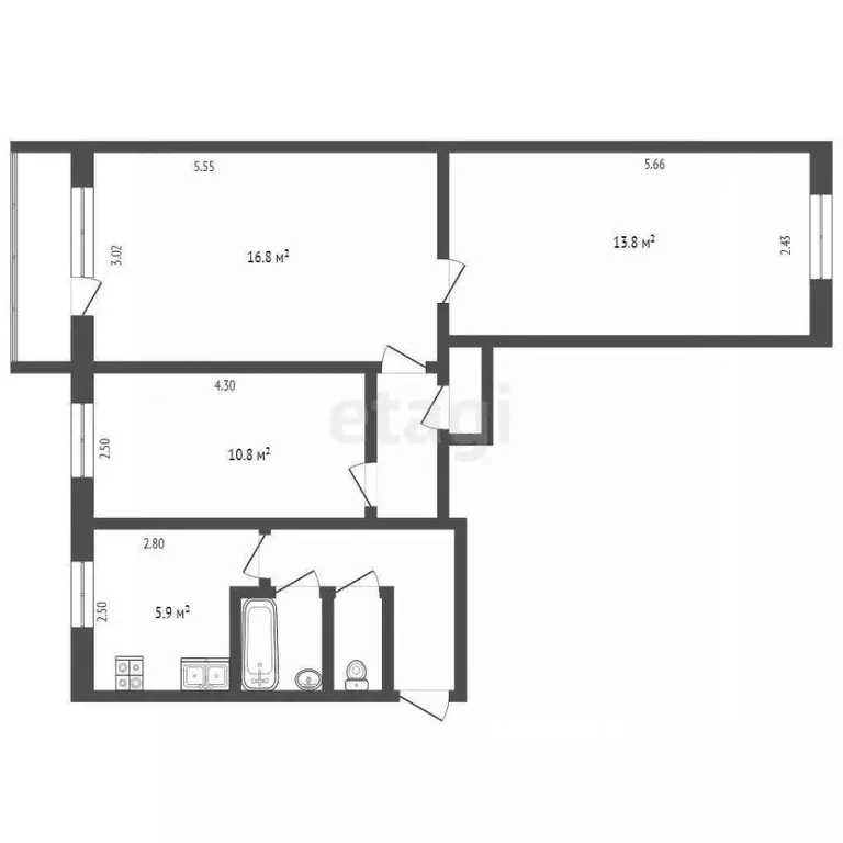 3-к кв. вологодская область, грязовец советская ул, 120 (58.0 м) - Фото 1