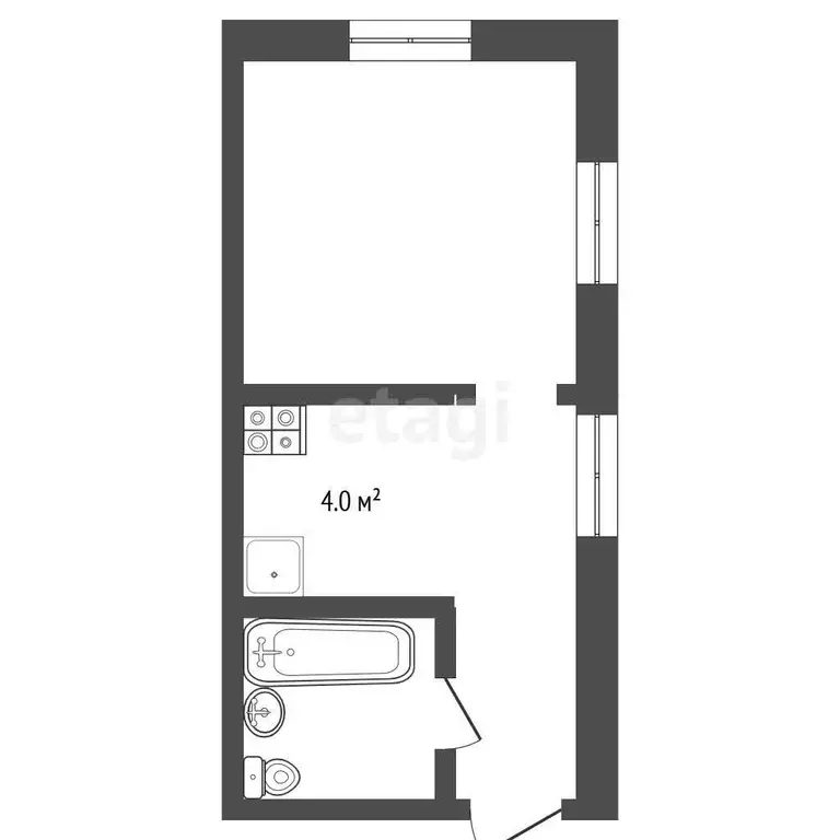 Квартира, 1 комната, 38.7 м - Фото 1