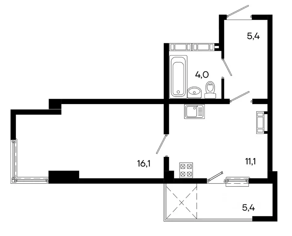 Студия Крым, Симферополь ул. Трубаченко, 21 (42.0 м) - Фото 0