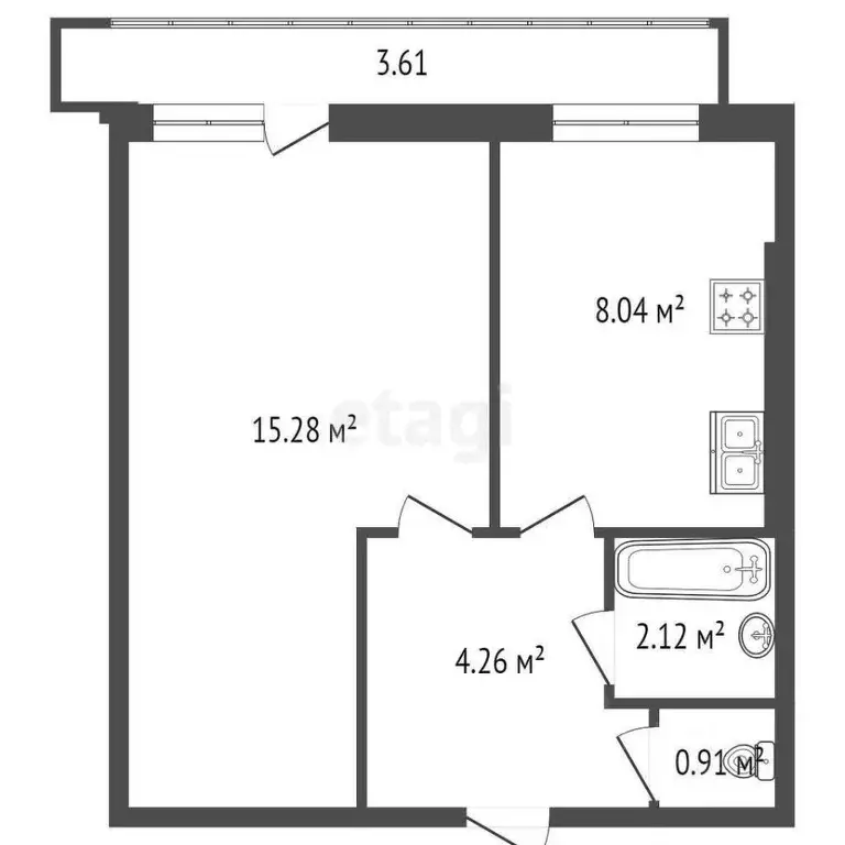 1-к кв. Санкт-Петербург Краснопутиловская ул., 121 (30.5 м) - Фото 1