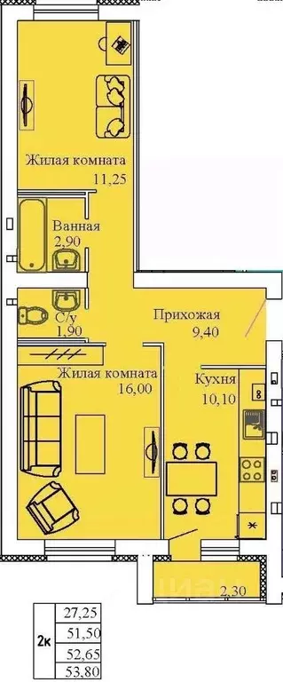 2-к кв. Ивановская область, Кохма Просторный мкр,  (53.8 м) - Фото 0