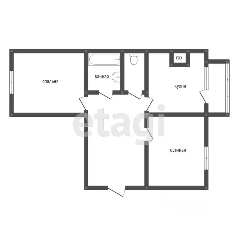 2-к кв. Амурская область, Благовещенск Трудовая ул., 254 (47.1 м) - Фото 1