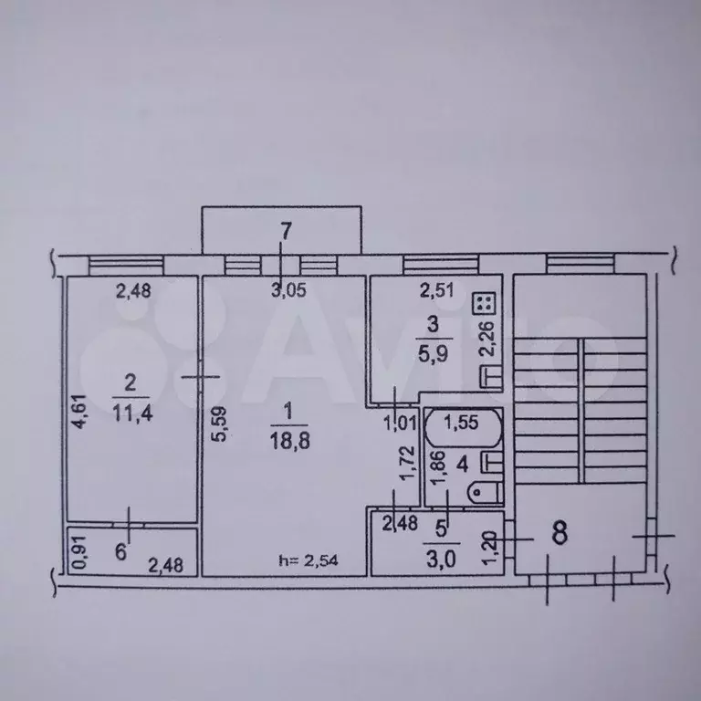 2-к. квартира, 44,2 м, 2/5 эт. - Фото 0