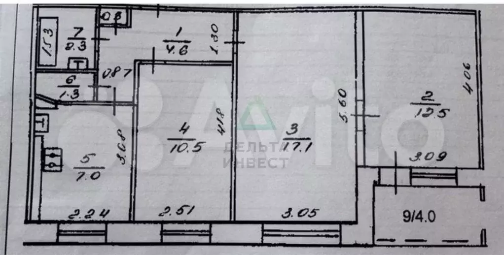 3-к. квартира, 57,8 м, 6/9 эт. - Фото 0