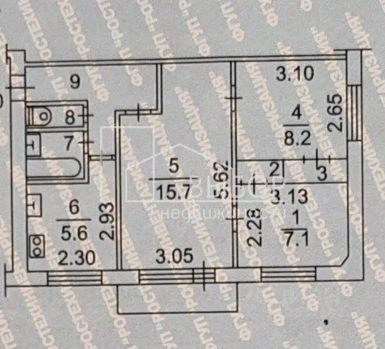 3-к кв. Томская область, Томск пос. Спутник, 41 (46.4 м) - Фото 1